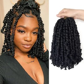 8 Packs Passion Twist Crochet Hair, Natural Black Pre-twisted Passion Twist Hair, 8 Inch Short Passion Twist Crochet Braids, Pre Looped Crochet Hair for Black Women