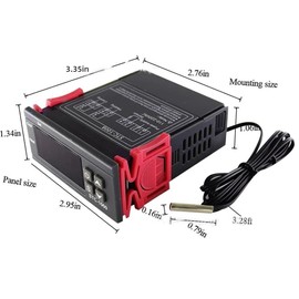 KSOPUERT STC-1000 Digital Temperature Switch Controller AC 10A 110V-220V Heating Cooling Centigrade Thermostat 2 Relays Output with NTC Sensor Probe