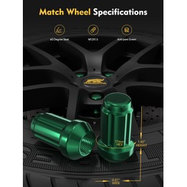 MIKKUPPA M12x1.5 Lug Nuts Green - Replacement for 1994-2013 Chevy Impala, 1998-2022 Honda Accord/CRV/Civic, 2003-2008 Honda Pilot Aftermarket Wheel - 20pcs Closed End Spline Lug Nuts