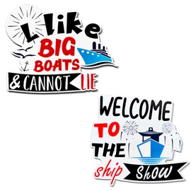 2 Pcs Cruise Door Decorations Magnetic 6 inch Carnival Cruise Door Magnets, Fun Nautical Themed Decorative Magnets for Cruise Ship Cabin Doors, Car, Fridge and Metallic Surfaces