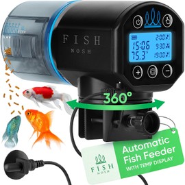 FISHNOSH - Alimentador automático de peces para acuario con termómetro digital, nueva generación 2024, dispensador automático de alimentos con temporizador para tanques pequeños y acuarios grandes