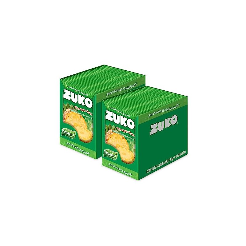 ZUKO Pineapple Instant Powder Drink, No Sugar Needed, 24 Individual