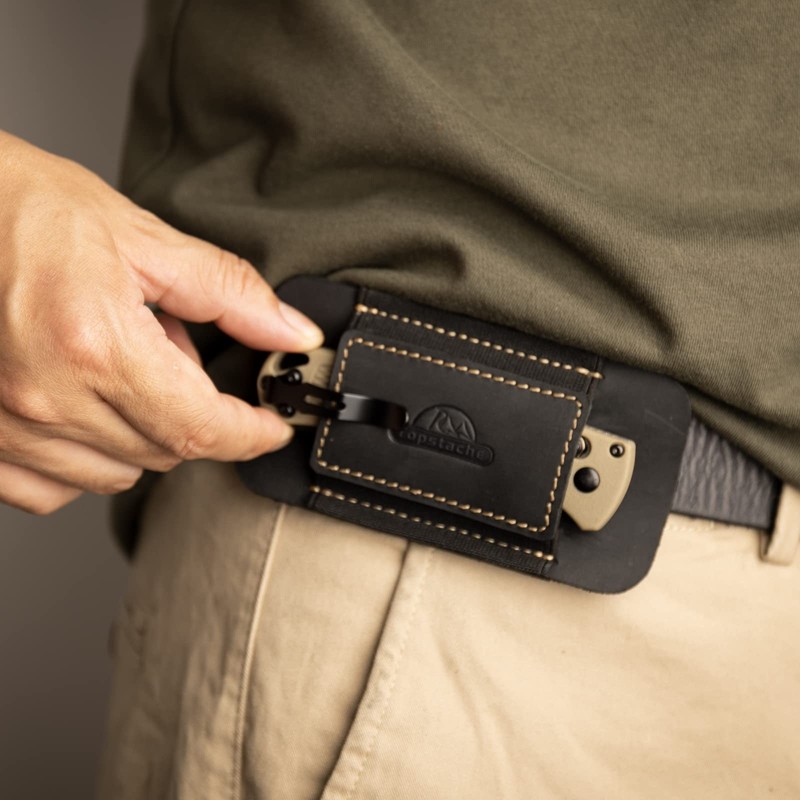 Topstache Horizontal Carry Leather Sheath for Belt, Natural Leather with