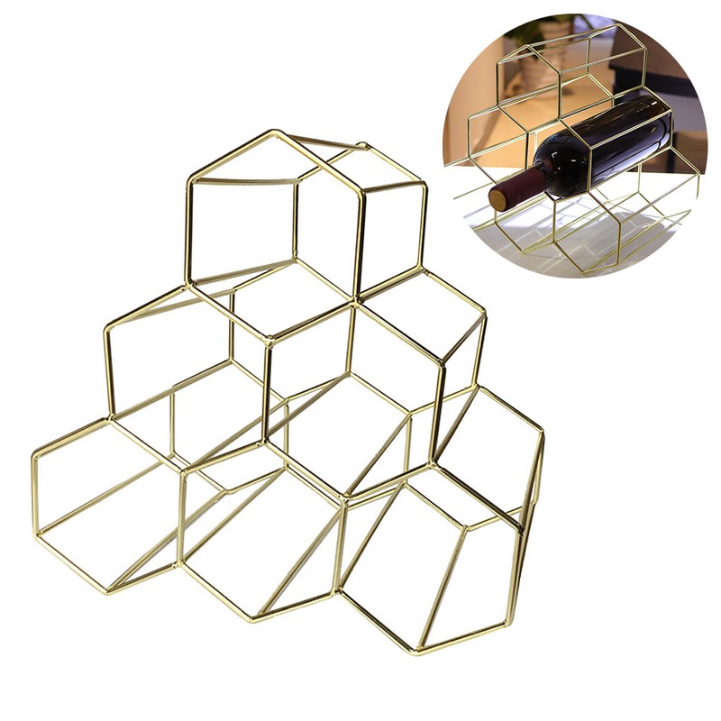 Tabletop Wine Rack 6 Bottle Wine Holder Modern Metal Wine