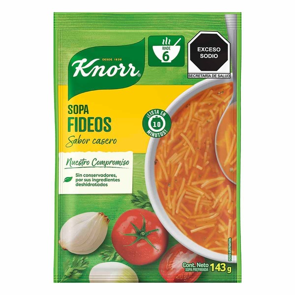 Sopa de fideos Knorr sabor Pollo y Tomate 6 porciones 143 g