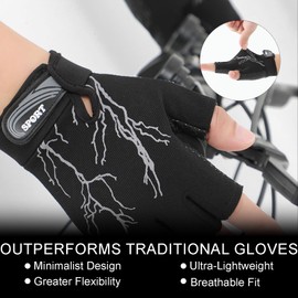 Acpetdr Workout Gloves for Men and Women, Exercise Gloves for Weight Lifting, Cycling, Gym, Training, Breathable and Snug fit Black