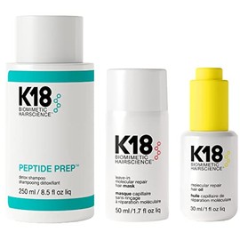 K18 Detox & Repair Bundle - Leave-In Repair Hair Mask, 4-Minute Speed Treatment(50ml), Color Safe Detox Clarifying Shampoo (8.5oz) to remove build up, and Weghtless Hair Strengthening Oil (30ml)