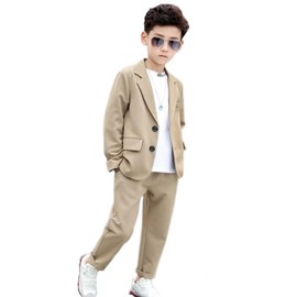 D.IIZOO Men's Formal Suit, 2-Piece Set, Stylish, Children's Clothing, Suit, Gentleman-Style, Junior, School Entrance Ceremony, Graduation Ceremony, 75-30.9 inches (120-180 cm), Khaki