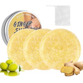 KYDA 3 Pcs Ginger Hair Shampoo Bar for Hair Growth, Deep Cleaning and Nourishing Scalp with Turmeric Powder and Ginger Oil, Moisturizing and Oil Control Dry Hair, Turmeric Shampoo Bar