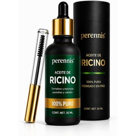 PERENNIS Aceite de Ricino Orgánico 100% Puro Prensado en Frío, Castor Oil para Crecimiento de Cabello, Pestañas y Cejas, Hidratación de Piel y Uñas, 30 ml