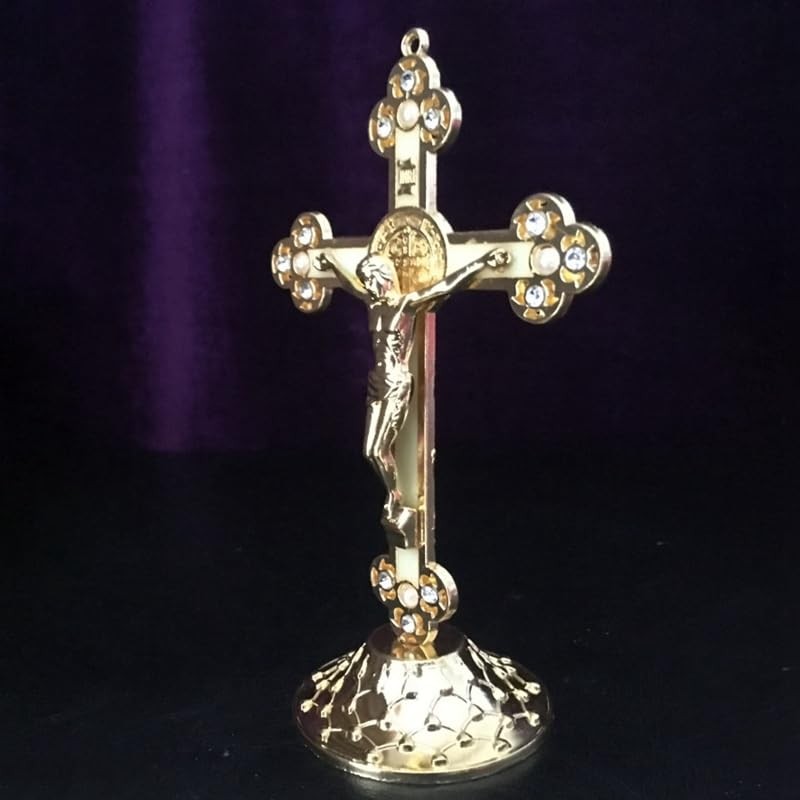 Standing Crucifix with Base Alloy for Home Chapel Decoration and