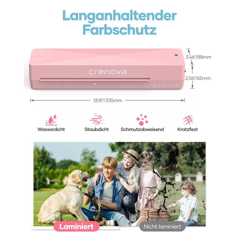 Crenova Laminator A4/A5/A6, Quick Laminator with 10 Laminating Pouches, Personal