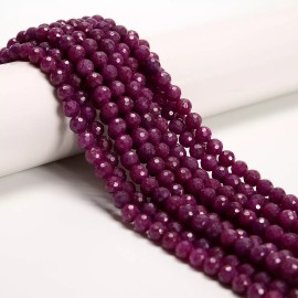 Unbranded Natural Grade AA Ruby Micro Faceted Round Beads Size 6mm 15.5'' Strand