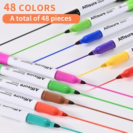 48 Colors Permanent Markers, Assorted Colors Vibrant Markers, Fine Point，Works on Wood, Plastic, Metal, and More, for Adults, Artist, Taecher, Kids, 48 Pack