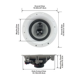 Acoustic Audio by Goldwood CSIC84 Frameless in Ceiling Speakers with 8" WOOFERS 1 Pair,White