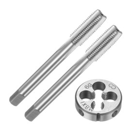 sourcing map 3pcs Tap and Die Set, Metric M8 x 1 Thread Taps & Round Die, Tapping Threading Tool Tap & Die Kit for Nut Screw Bolt Thread Repair