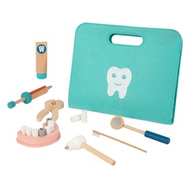 TOOKYLAND Wooden Dentist Play Set - 19pcs - Pretend Medical Tool Kit; Dentistry Doctor Toy for 3 Years +