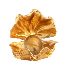 Zonsuli Gold Home Decor Pearl Clam Sculpture Statue Modern Art Decor,Elegant Home Decor, Desk Ornament, Wedding Gift, Luxury Art Piece for Living Room, Office, and Shelf Display