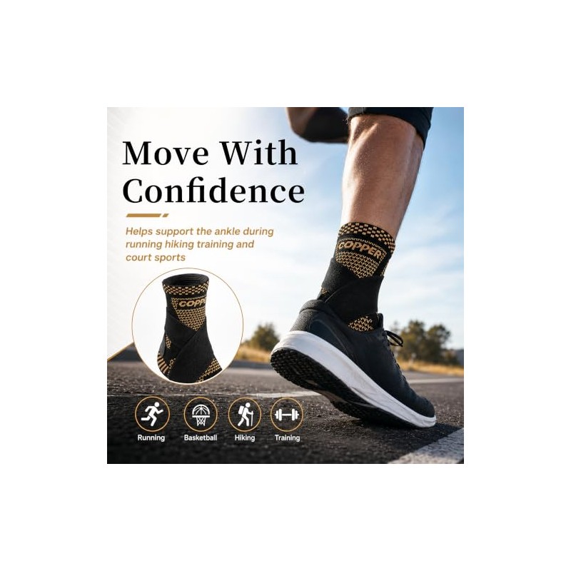 Jiangyun Ankle Brace 2 Pack, Adjustable Compression Stabiliser