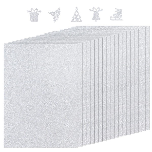 BEISHIDA A4 8.5 x 11 inch Glitter Cardstock, Silver Glitter