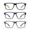 IVNUOYI 3 Pairs Reading Glasses Sports Style Frames with Spring