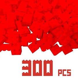 Minizfigs 2x2 Red Classic Building Toy Bricks, 300 PCS - Bulk STEM and Construction Blocks for Boys Girls, Ages 3+ Creative Educational City Compatible with Major Brands