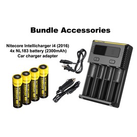 Nitecore TM06S 393 Yard 4000 Lumen Flashlight with 4 x Rechargeable Batteries, i4 Four Channel Smart Charger