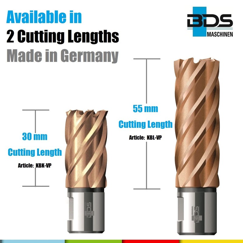 VarioPlus Short KBK Core Drill HSS Shaft Weldon 13/30 mm