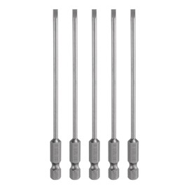 HARFINGTON 5pcs SL3 Magnetic SLotted Screwdriver Bits 3mm S2 Steel Flat Head Screwdriver Bit 1/4" Hex Shank Industrial Grade Screw Driver Drill Bits 110mm (4.3") Long for Screws