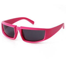 ADE WU Wrap Around Futuristic Sunglasses for Women Men Fashion Y2K Rectangle Sun Glasses Trendy (Hot Pink)