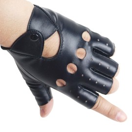 White Fang NT249 Fingerless Gloves, Punk Rock Leather, Cool Band, Cool Men's, Black