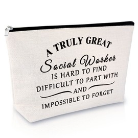 Thank You Gift Social Worker Gift Cosmetic Bag Social Worker Appreciation Gift Coworker Leaving Gift Retirement Gift for Women Employee Volunteer Teacher Christmas Thanksgiving Day Gift Cosmetic Bag