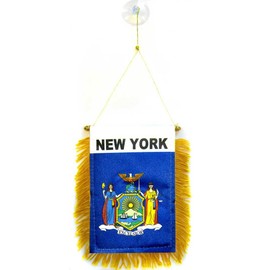 AZ FLAG - New York Pennant - 15 x 10 cm - State of New York Mini Flag 10 x 15 cm - Car Pennant Special Car