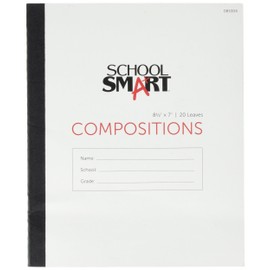 School Smart Stitched Cover Composition Book, Red Margin, 8-1/2 x 7 Inches, 40 Pages
