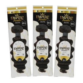 Sensationnel Empire bundles- deep 10a tangle shed free human hair for weaving and sew in styles - 3 pack (10 inch, NATURAL/BLACK)