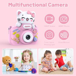 Kids Camera for 3-6 Years Old Toddlers Childrens Boys Girls Selfie Camera 48 MP HD 1080P Dual Digital Toy Camera for Kids Christmas Birthday Gifts