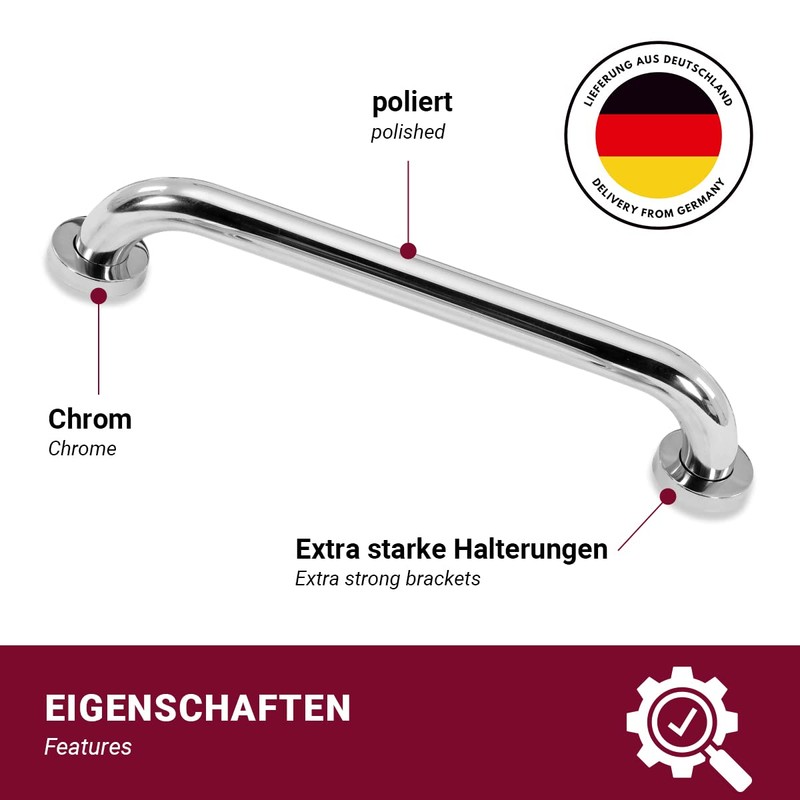 CasaXXl Stainless Steel Grab Rail for Shower and Bathtub, Bathroom