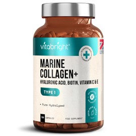 Marine Collagen Supplements for Women 2331mg Complex | 120 Hydrolyzed Marine Collagen Capsules with Hyaluronic Acid | Skin Supplements for Women | Vitabright