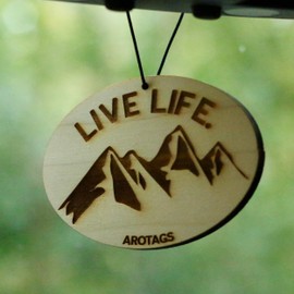 Arotags Wooden Car Air Fresheners - Long Lasting Balsam & Cedar Scent Diffuses for 365+ Days - Includes Mountain Adventurer Hanging Mirror Diffuser and Fragrance Oil - 100% American Made