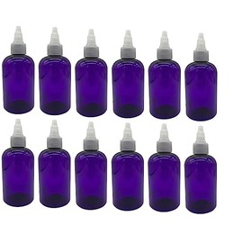 Natural Farms 4 oz Purple Boston BPA FREE Bottles - 12 Pack Empty Refillable Containers - Essential Oils Cleaning Products - Aromatherapy | Natural Open/Close - Made in the USA