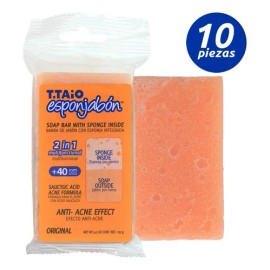 10 Piezas Esponjabon Anti Acne 2 En 1 Original T Taio                                                                                                 