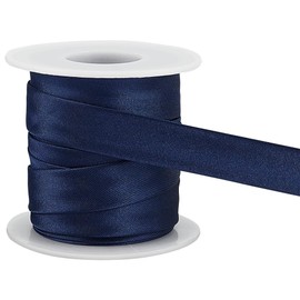 BENECREAT 13.6 Yard Satin Bias Tape, 1/2 Inch (15mm) Single Fold Satin Binding Bias Ribbon for Cheongsam Sewing, Clothing Seaming Piping, Garments Accessories, Prussian Blue