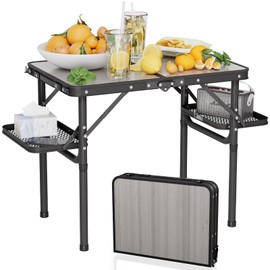 Titanker Folding Camping Table Small 2ft, Small Folding Table Portable with 50% Extra Space, Folding Picnic Table, Portable Beach Table, Car Camping Essentials, Aluminum Light & Solid
