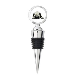 Cute Pug Dog Metal Stainless Steel Bottle Wine Stopper