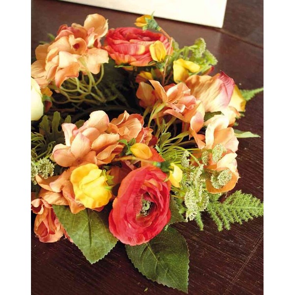 artplants.de Suna Artificial Summer Wreath Orange / Red Diameter 30