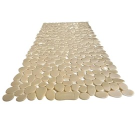 TIKE SMART “Pebbles” Non-Slip Bathtub/Shower Mat 27.5”x14” Rectangular, Non-Toxic, Safe, Clean, Machine-Washable, Superior Grip & Drainage, Vinyl, for Smooth Floors ONLY, Opaque Light Brown