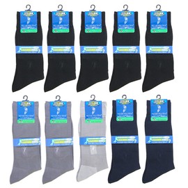 Healing Feet (Gentlemen) Summer Mesh Set of 10 Pairs (WESTERN POLO TEXAS®) High Quality Business Socks, black/charcoal/light grey/navy