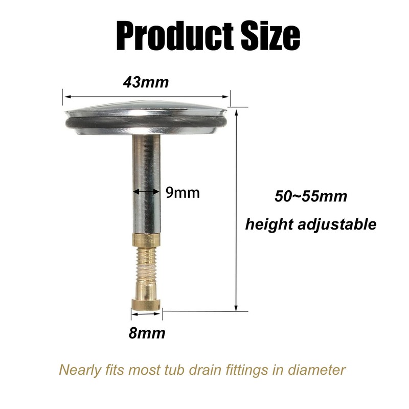 Bathtub Plug 43 mm Bathtub Universal Bath Plug Rustproof High