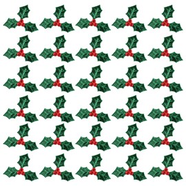 100pcs Christmas Applique Patches Embroidery Patches Sequins Iron On Badges Sew-on Patches Clothes Embellishments for Sewing DIY Craft Christmas Wreath Decor