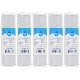 5-Pack Replacement for iSpring RCC7AK Activated Carbon Block Filter - Universal 10 inch Filter Compatible with iSpring 123Filter 6-stage 75GPD Reverse Osmosis ALKALINE PH System - Denali Pure Brand